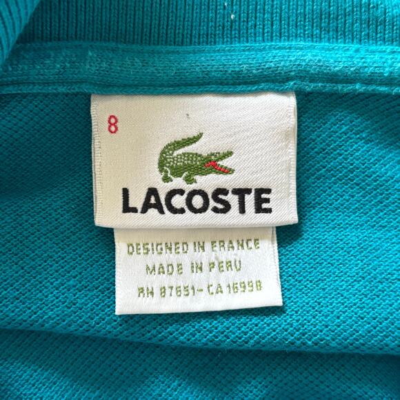 Lacoste Men Size 8 Turqoise Classic Original Fit Short Sleeve Golf Casual Shirt* - Picture 3 of 9
